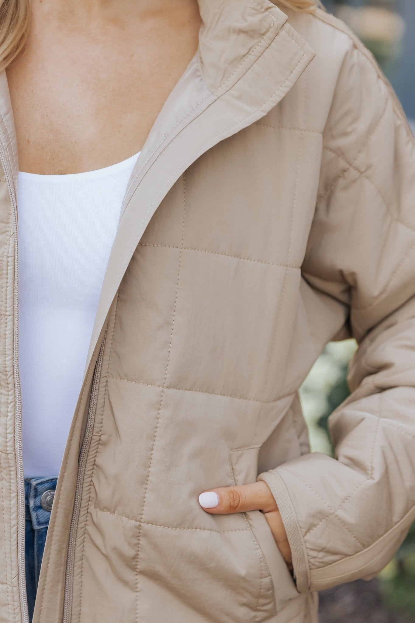 Taupe Zip Up Puffer Jacket - Magnolia Boutique