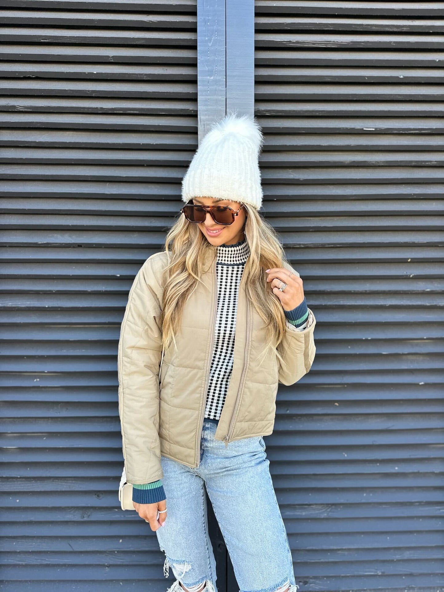 Taupe Zip Up Puffer Jacket - Magnolia Boutique