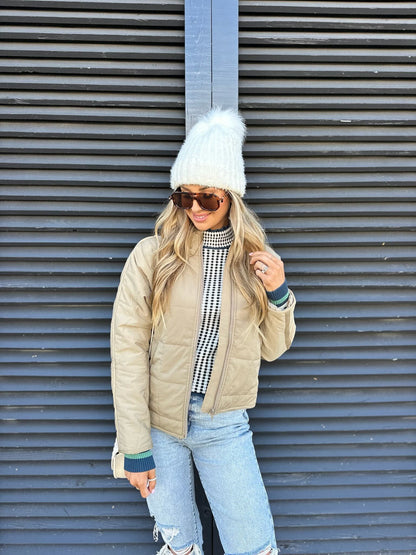 Taupe Zip Up Puffer Jacket - Magnolia Boutique