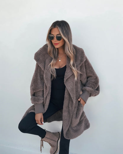 Teddy Fleece Hooded Cardigan - Brown | Pre Order - Magnolia Boutique