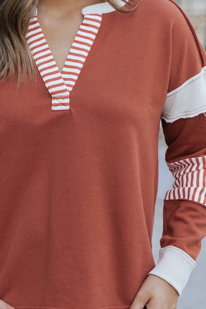 Terracotta Color Block Striped Sweater - Magnolia Boutique