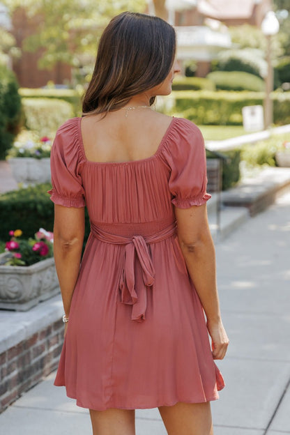 Terracotta Puff Sleeve Mini Dress | Pre Order - Magnolia Boutique