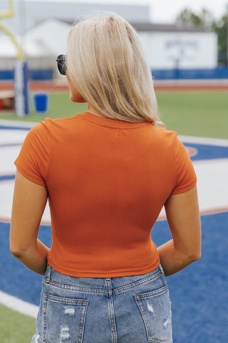 Texas Burnt Orange Baby Tee - Magnolia Boutique