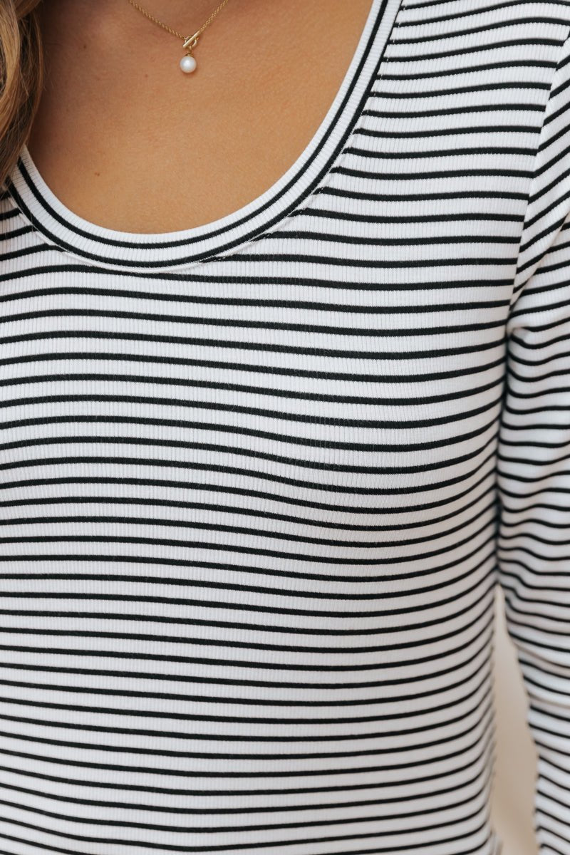 Thread and Supply Black and White Striped Top - Magnolia Boutique