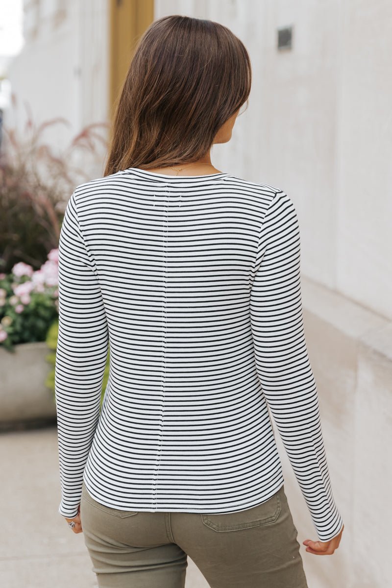 Thread and Supply Black and White Striped Top - Magnolia Boutique