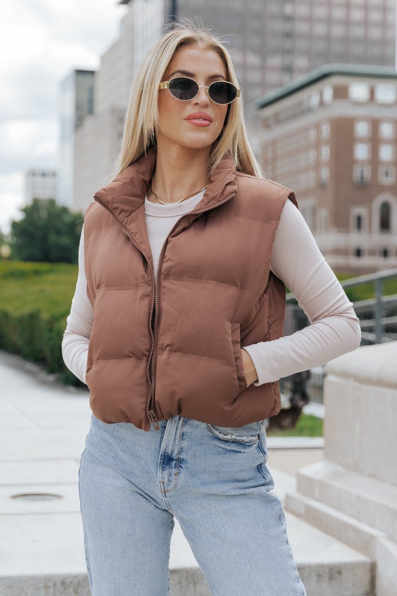 Thread and Supply Brown Puffer Vest - Magnolia Boutique