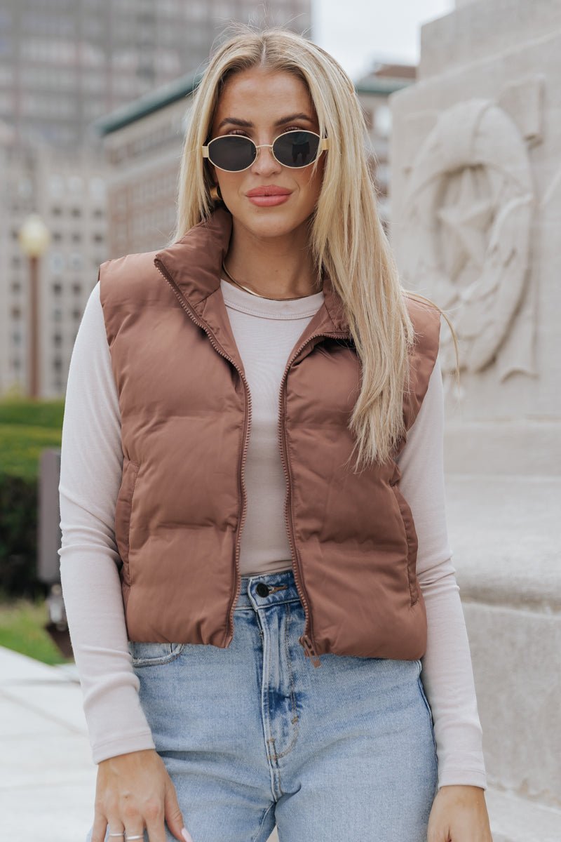 Thread and Supply Brown Puffer Vest - Magnolia Boutique