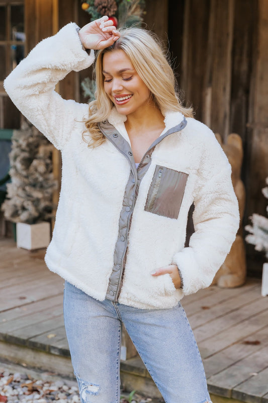 Thread and Supply Kimble Ivory Sherpa Jacket - Magnolia Boutique