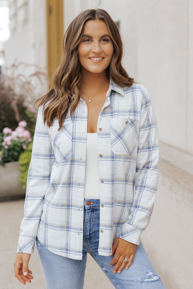 Thread and Supply Navy Plaid Shacket - Magnolia Boutique