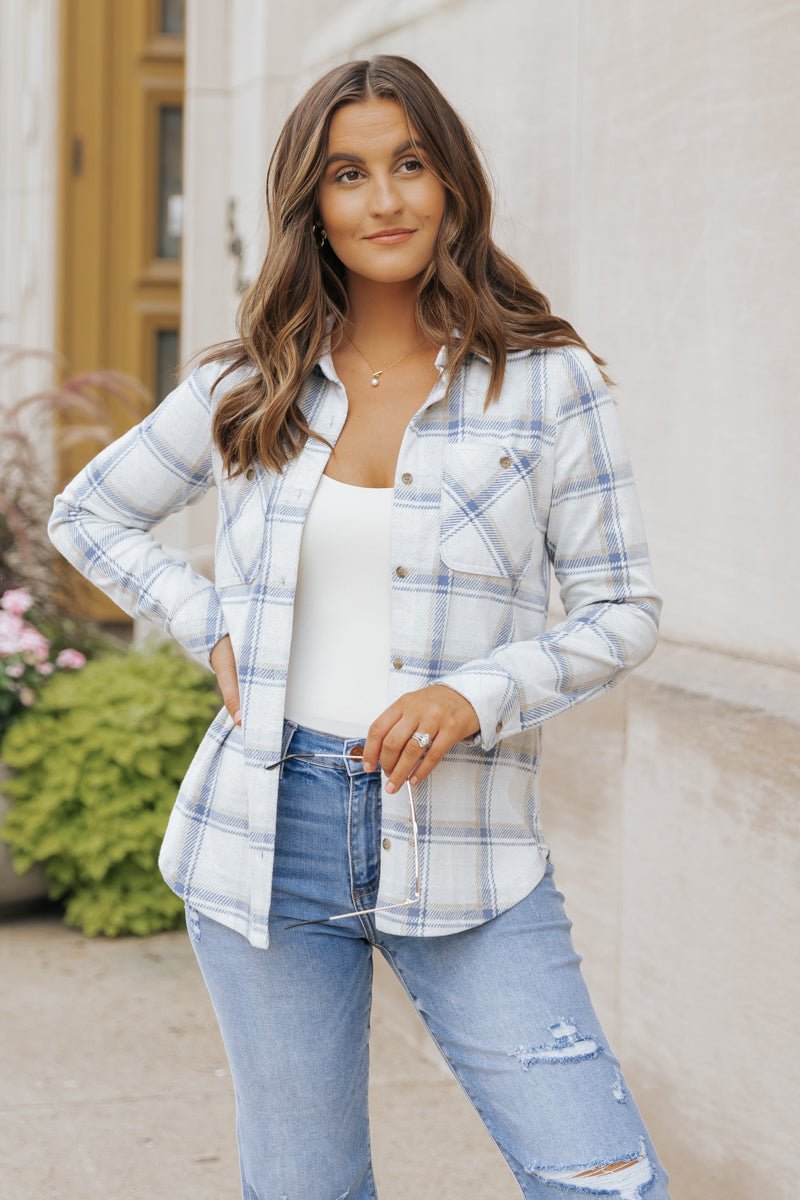 Thread and Supply Navy Plaid Shacket - Magnolia Boutique