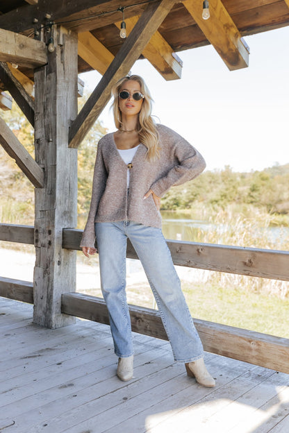 Ultra Brushed Sweater Cardigan - Light Mauve - Magnolia Boutique