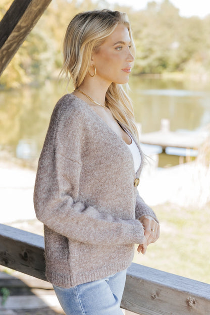 Ultra Brushed Sweater Cardigan - Light Mauve - Magnolia Boutique