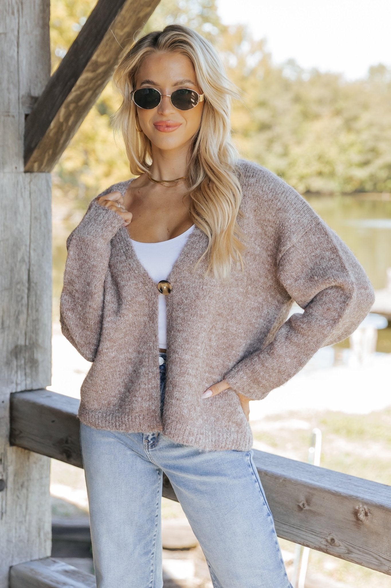 Ultra Brushed Sweater Cardigan - Light Mauve - Magnolia Boutique