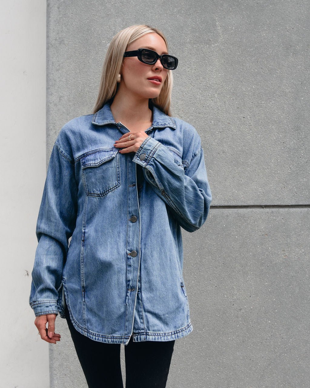 Vintage Button Down Denim Shacket - Magnolia Boutique