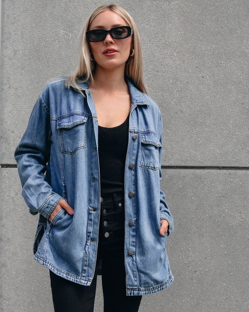 Vintage Button Down Denim Shacket - Magnolia Boutique