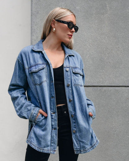 Vintage Button Down Denim Shacket - Magnolia Boutique