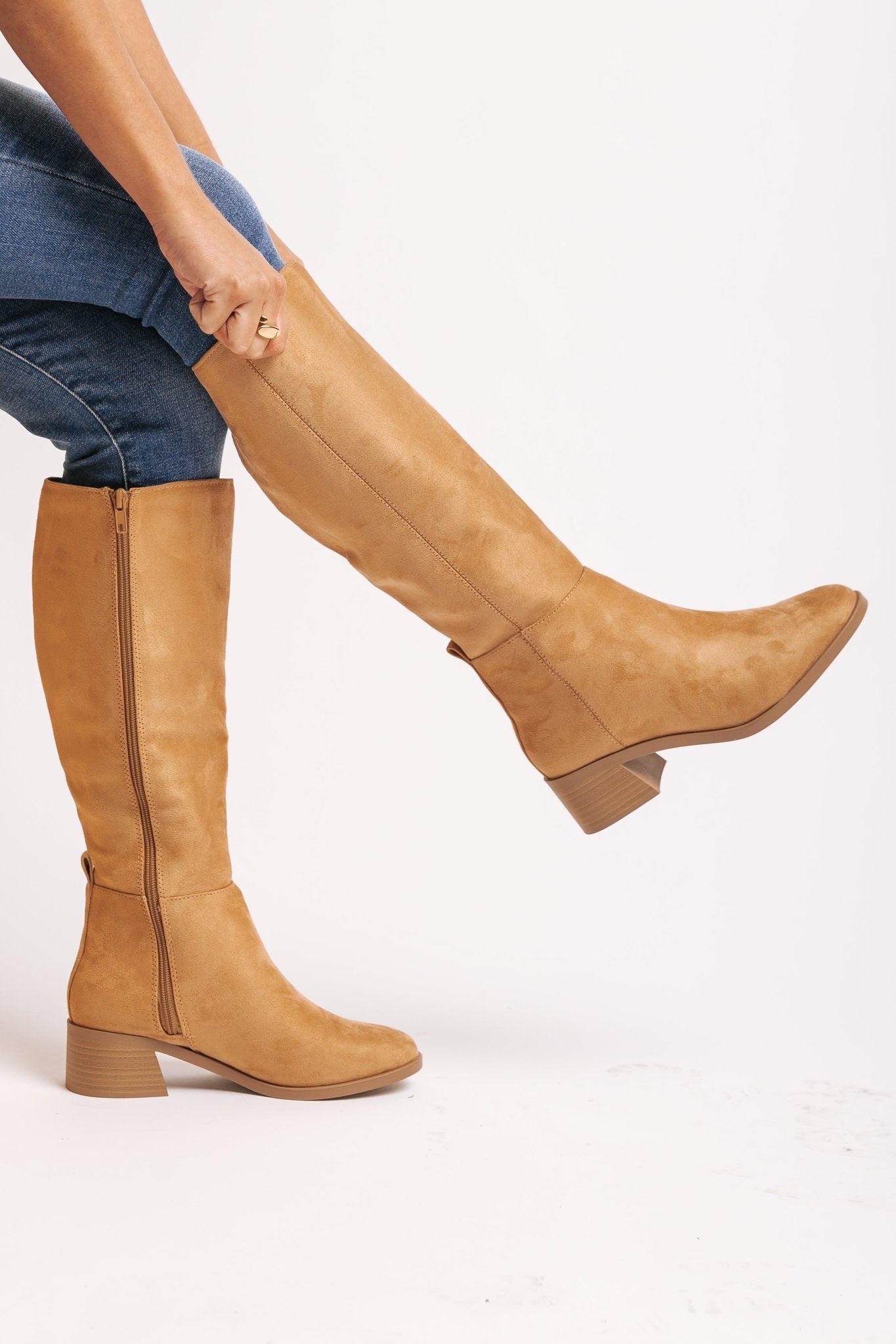 Vintage Tan Suede Knee High Boots - Magnolia Boutique