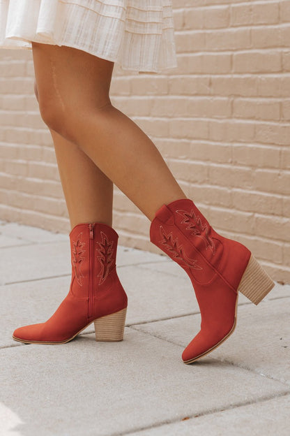 Vintage Western Ankle Booties - Red - Magnolia Boutique