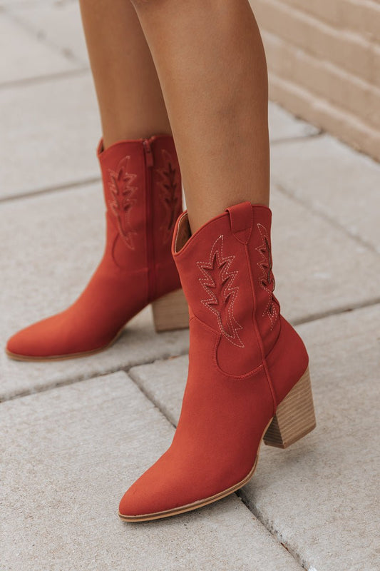 Vintage Western Ankle Booties - Red - Magnolia Boutique