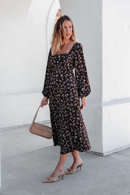 Waiting For You Floral Slit Midi Dress - Magnolia Boutique