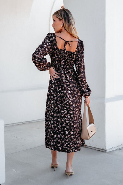 Waiting For You Floral Slit Midi Dress - Magnolia Boutique