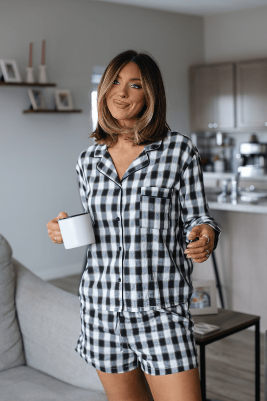 Waking Up Black Plaid Shirt & Shorts Set - Magnolia Boutique