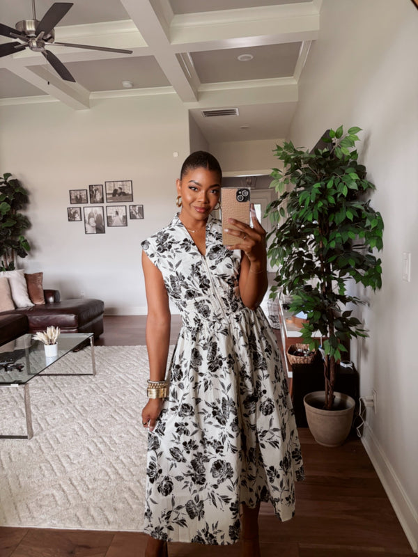 Women's Floral Print Smocked Midi Dress