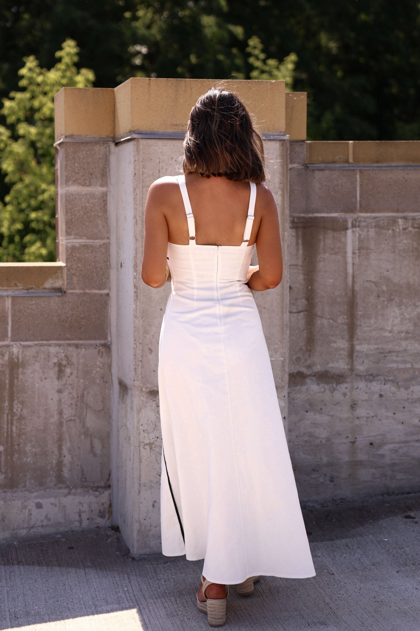 White and Black Trim Detail Maxi Dress - FINAL SALE White and Black Trim Detail Maxi Dress - FINAL SALE