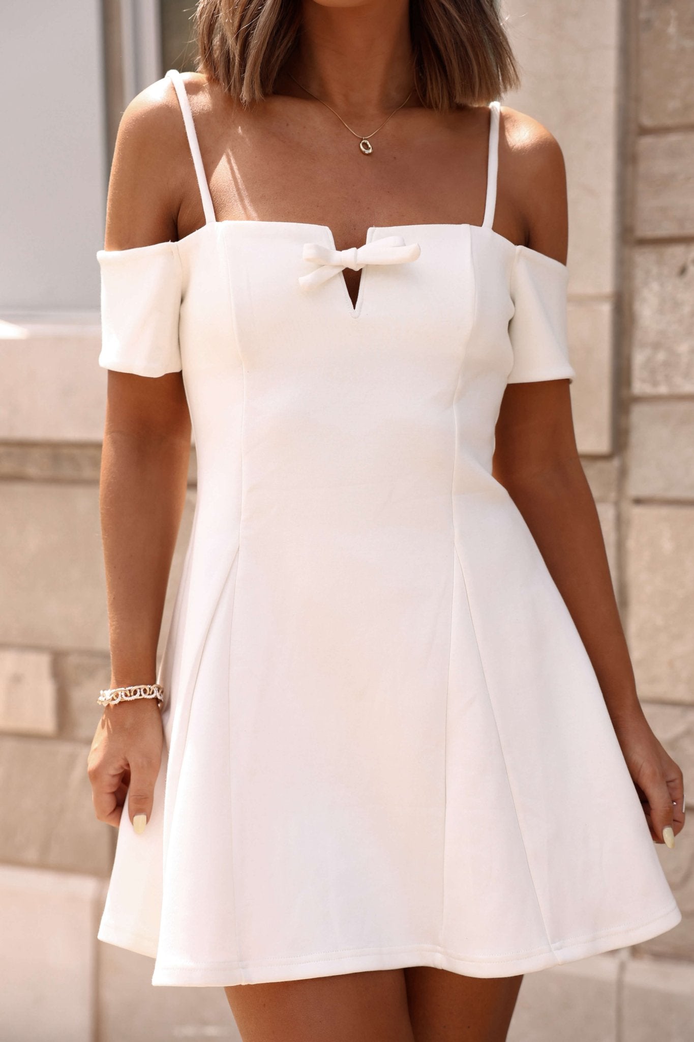 White Cold Shoulder Flare Mini Dress - FINAL SALE Magnolia Boutique White Cold Shoulder Flare Mini Dress - FINAL SALE Magnolia Boutique