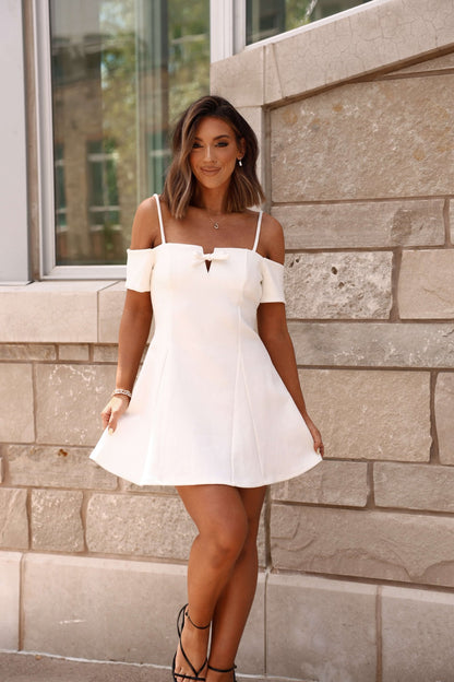 White Cold Shoulder Flare Mini Dress - Final Sale - Small White Cold Shoulder Flare Mini Dress - Final Sale - Small