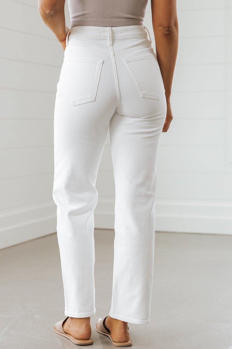 White Denim Straight Leg Dad Jeans - Magnolia Boutique