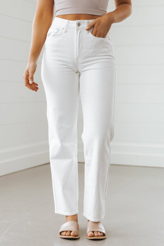 White Denim Straight Leg Dad Jeans - Magnolia Boutique