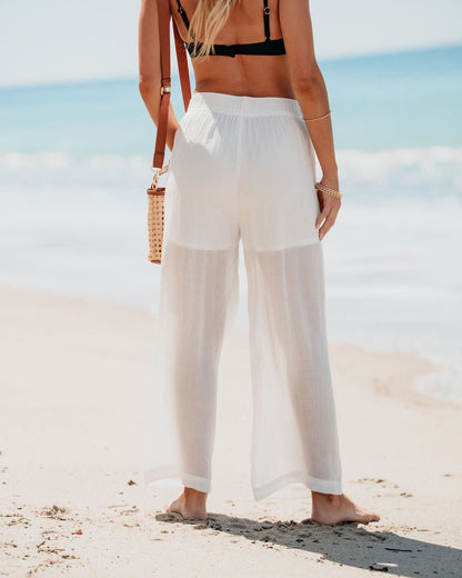 White High Waisted Cropped Wide Leg Pants - Magnolia Boutique