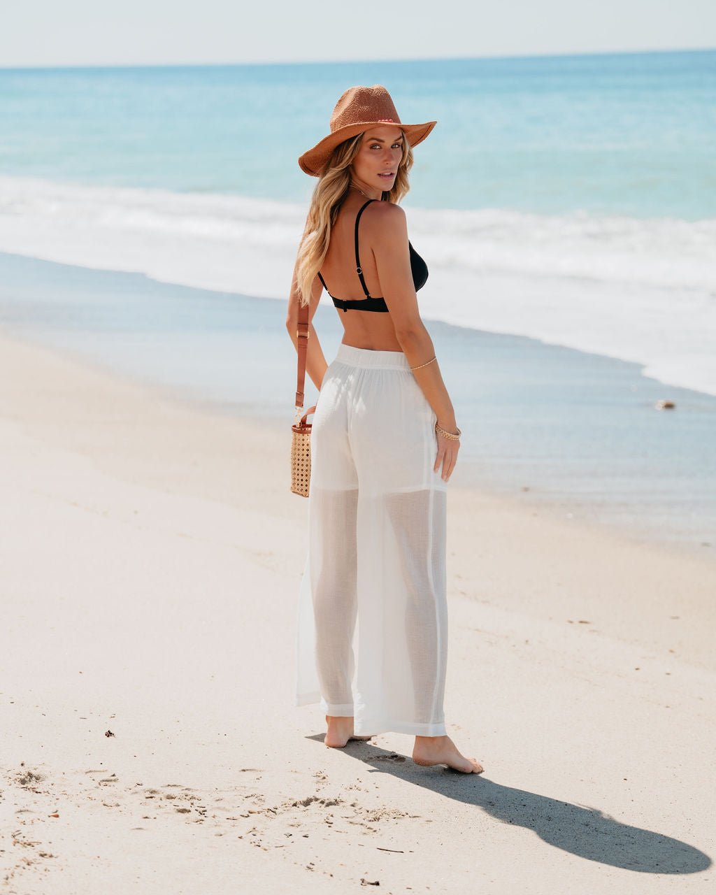 White High Waisted Cropped Wide Leg Pants - Magnolia Boutique