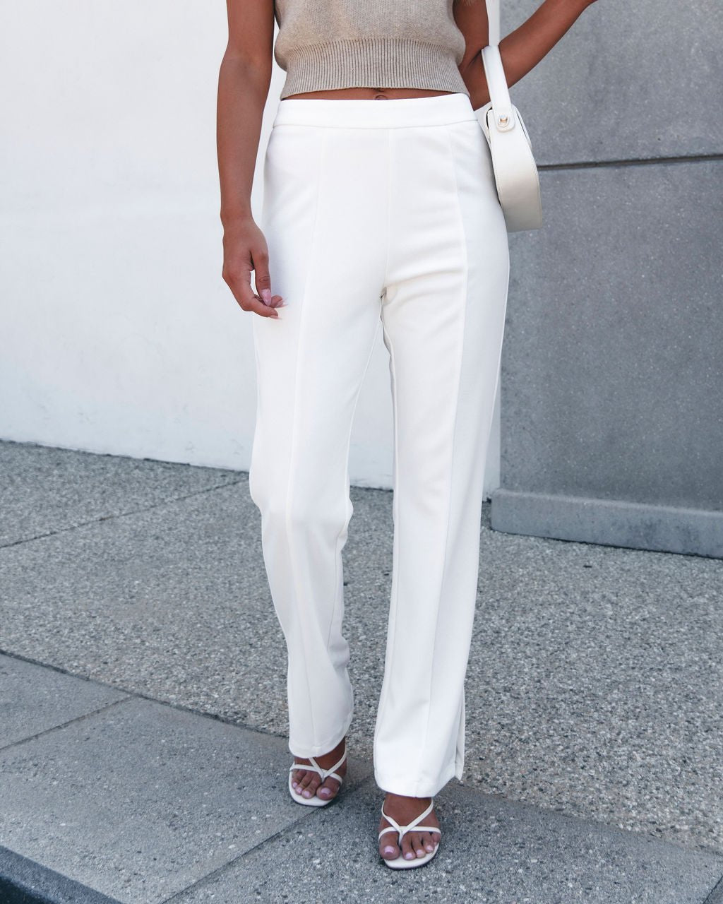 White Knit Straight Leg Pants - Magnolia Boutique