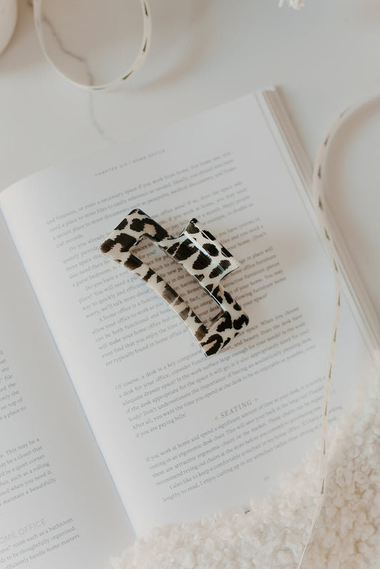 White Leopard Print Hair Clip - Magnolia Boutique