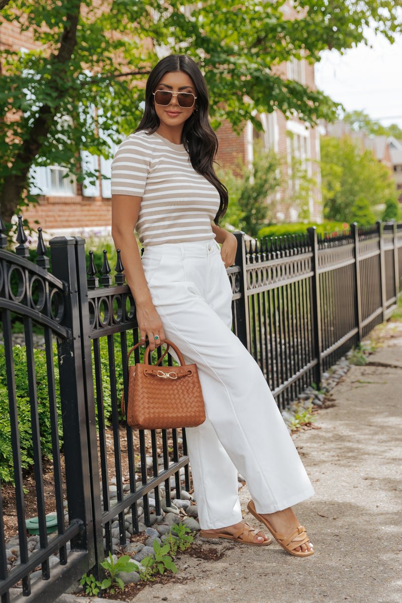 White Mid Rise Pleated Wide Leg Pants - Magnolia Boutique