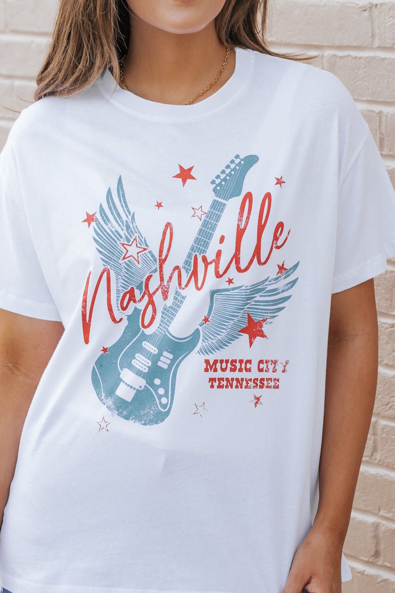 White Nashville Music City Graphic Tee - Magnolia Boutique