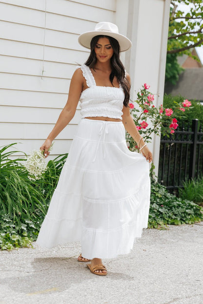 White Ruffle Smocked Tank Top - Magnolia Boutique