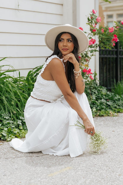 White Ruffle Smocked Tank Top - Magnolia Boutique