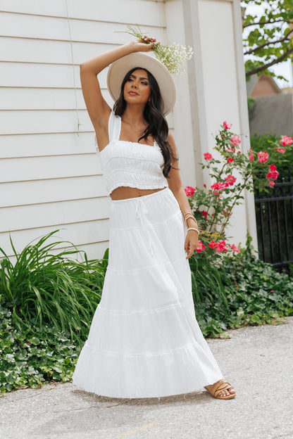 White Ruffle Smocked Tank Top - Magnolia Boutique