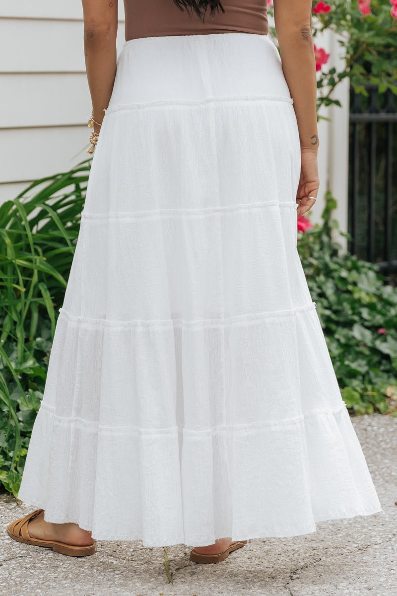 White Ruffle Tiered Maxi Skirt - FINAL SALE – Magnolia Boutique