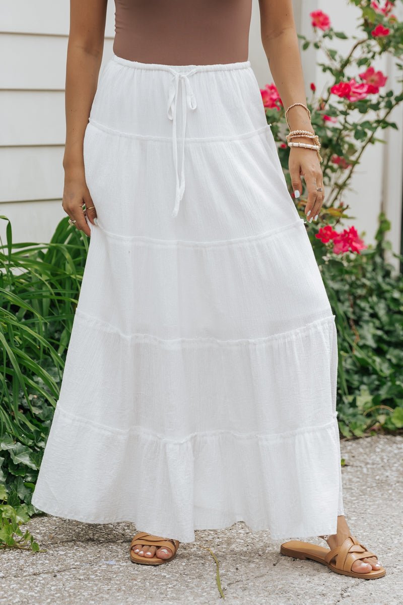 White Ruffle Tiered Maxi Skirt - Magnolia Boutique