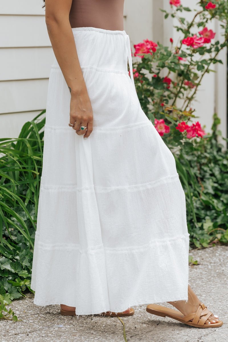 White Ruffle Tiered Maxi Skirt - Magnolia Boutique