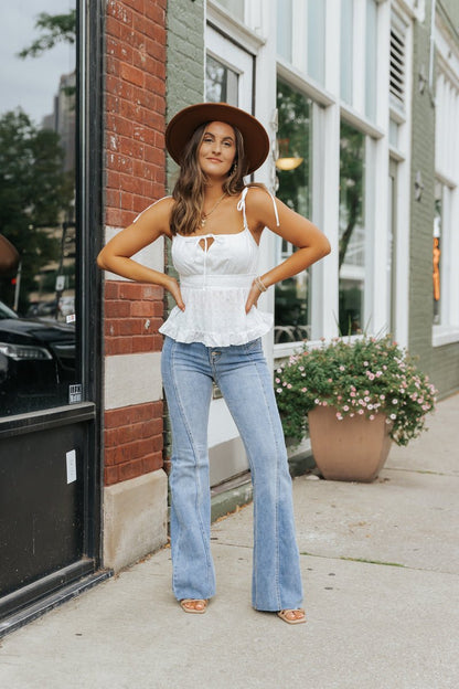 White Ruffled Eyelet Cami Top - FINAL SALE - Magnolia Boutique