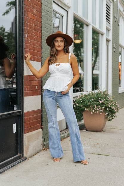 White Ruffled Eyelet Cami Top - FINAL SALE - Magnolia Boutique