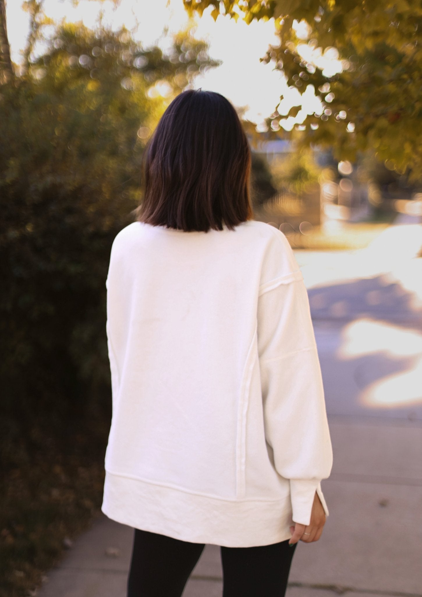 White Seam Detail Pullover Sweatshirt - Magnolia Boutique