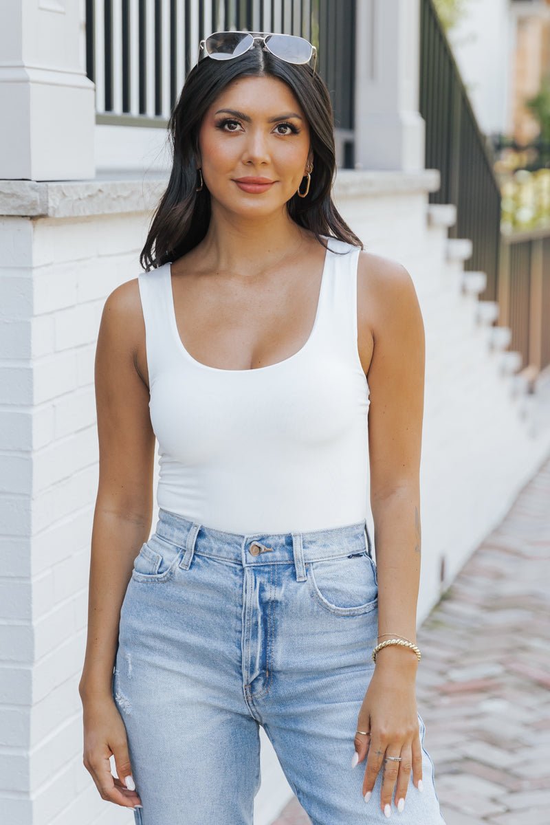 White Seamless Tank Bodysuit - Magnolia Boutique