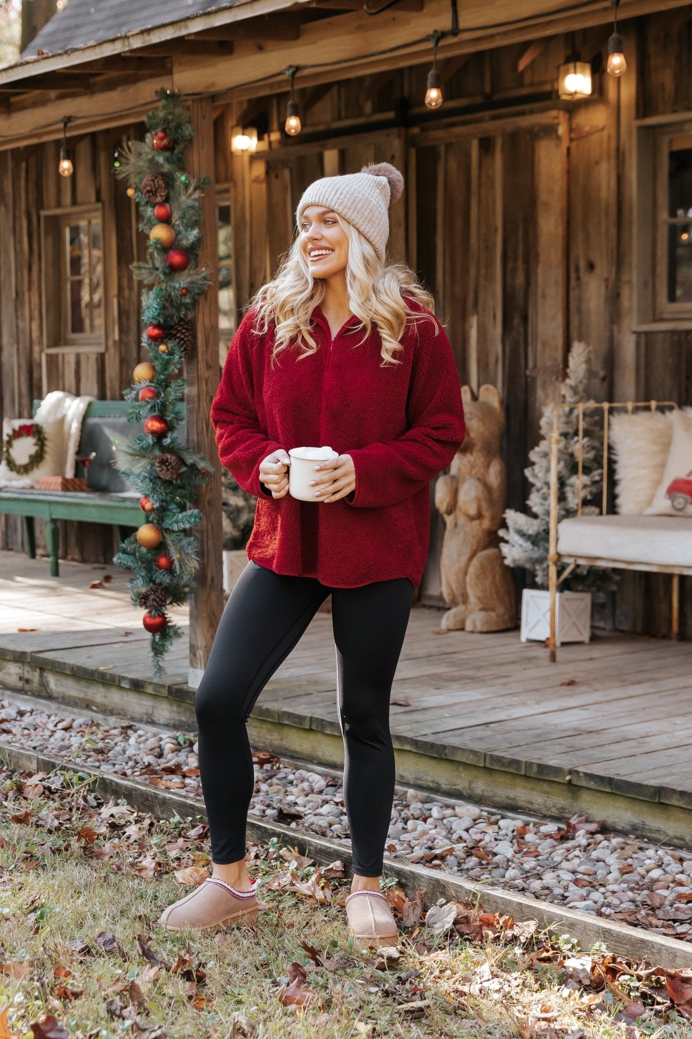 Wine Sherpa Zip Up Jacket - Magnolia Boutique