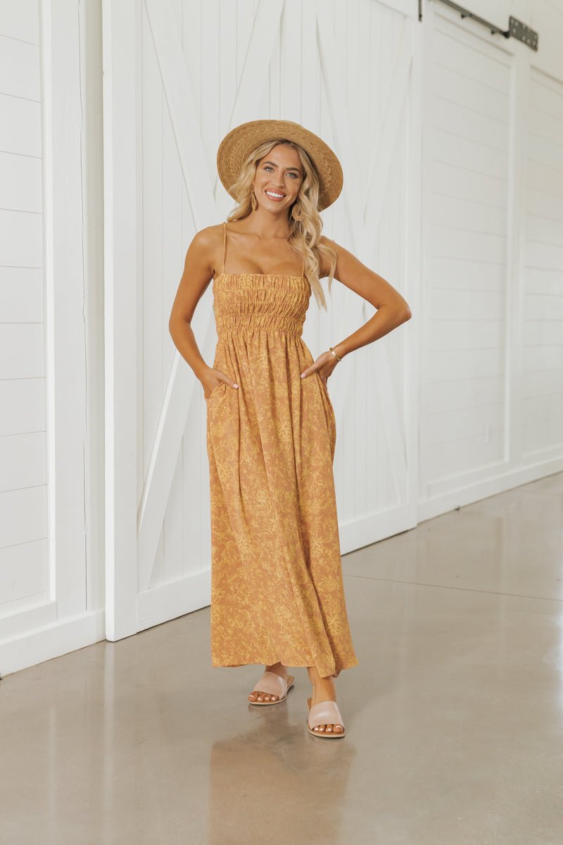 Yellow Print Smocked Maxi Dress | Pre Order - Magnolia Boutique